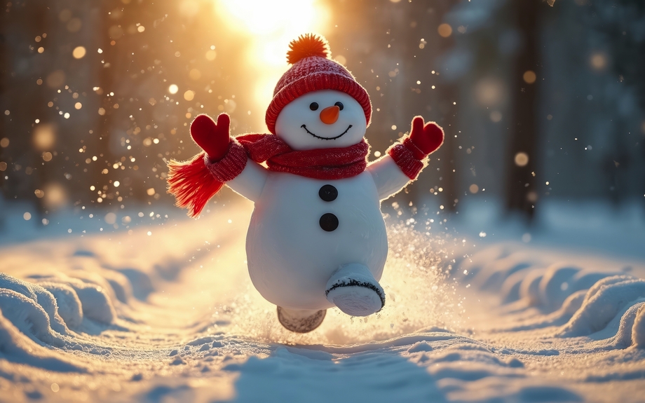 Schneemann in Schneelandschaft