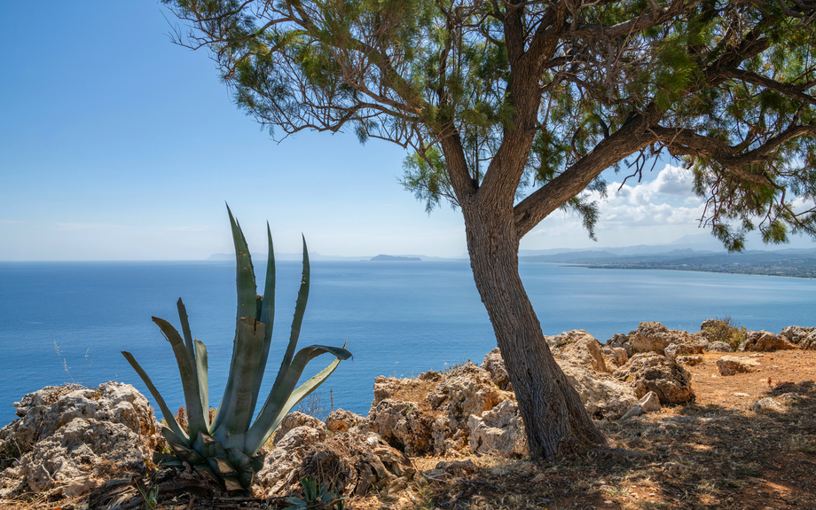 Blick auf die Küste von Kolymvari und das Ägäische Meer