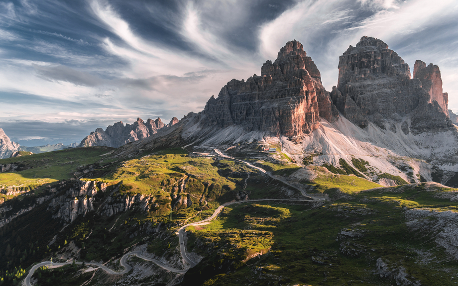 Sonnenaufgang bei den 3 Zinnen, Dolomiten