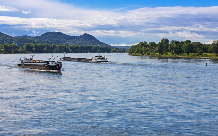 Binnenschiffe auf dem Rhein im Bonner Bogen