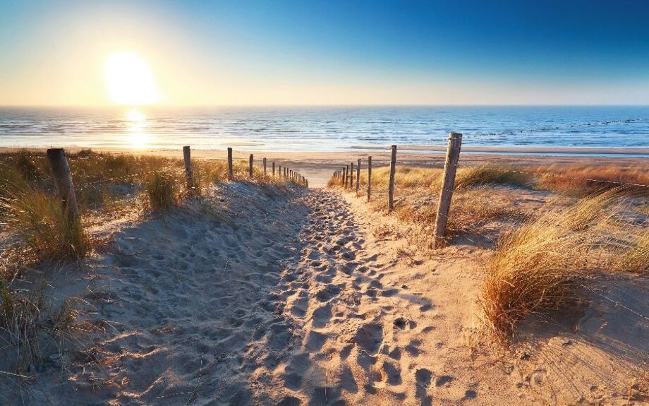 path to sand beach in North sea